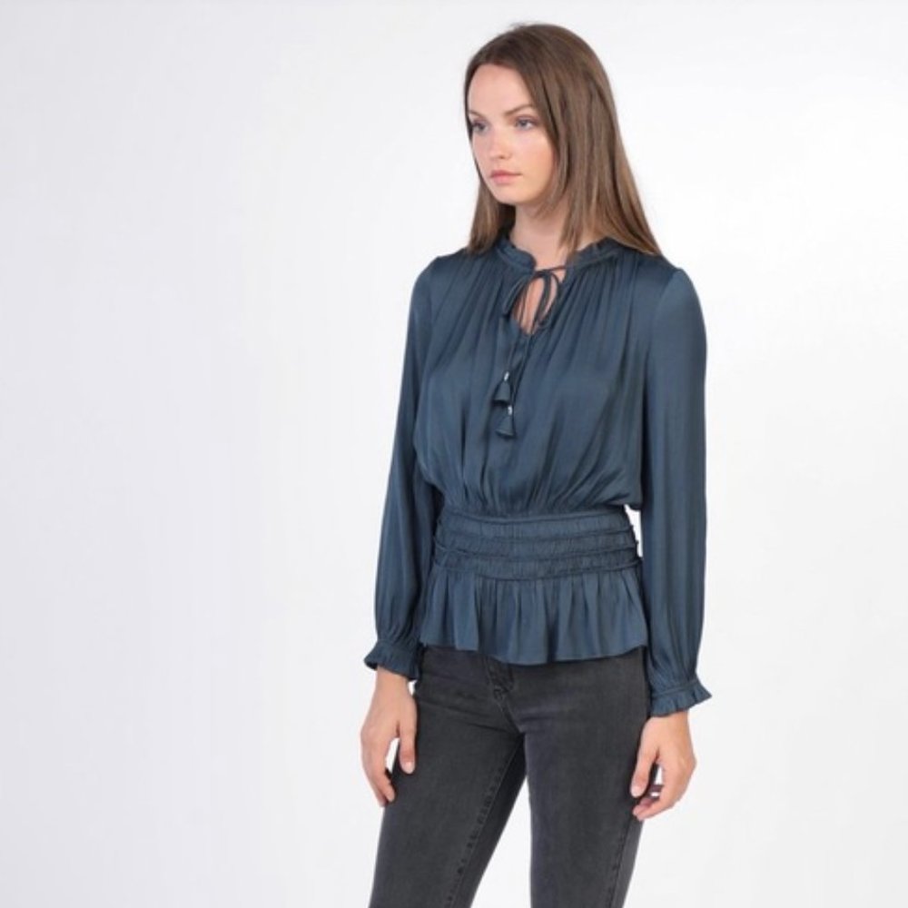 Current Air Smocked Waist V-Neck Blouse, Size M